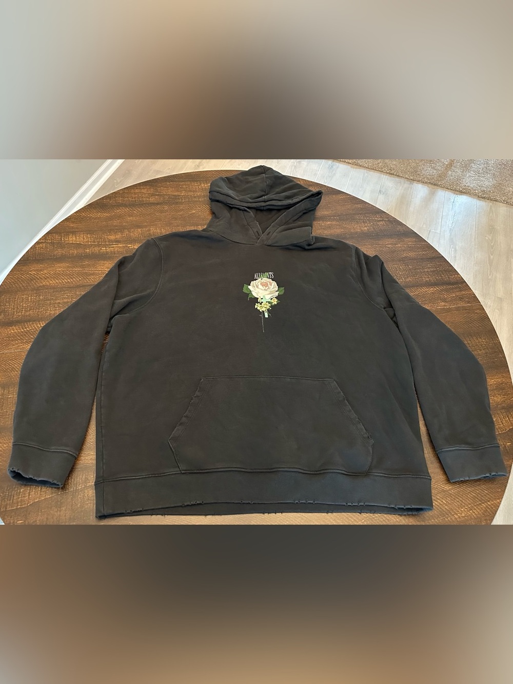 AllSaints Wreath Oth Rose Cross Hoodie Pullover Black XXL